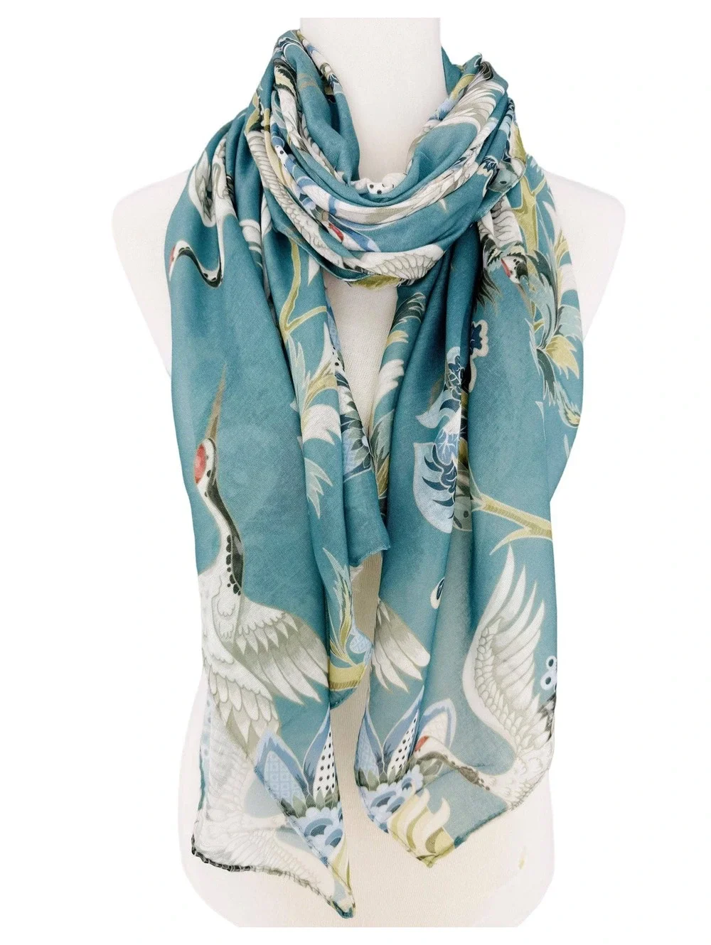 JC071150 Teal-Multi Crane Scarf